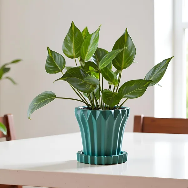 Flory_Deep_Jungle_With_Tray_Celty_Deep_Jungle_Ceramic_Pots_For_Indoor_Plants,Planters,Flower,Gamla,Outdoor,Balcony,Home,Garden(Pot-H-14_X_D-15_Cm,Plate-H-2.5Xd-14.5Cm)
