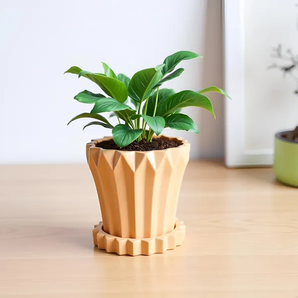 Flory_Ginger_With_Tray_Celty_Ginger_Ceramic_Pots_For_Indoor_Plants,Planters,Flower,Gamla,Outdoor,Balcony,Home,Garden,Decor(Pot-H-14_X_D-15_Cm,Plate-H-2.5Xd-14.5Cm)