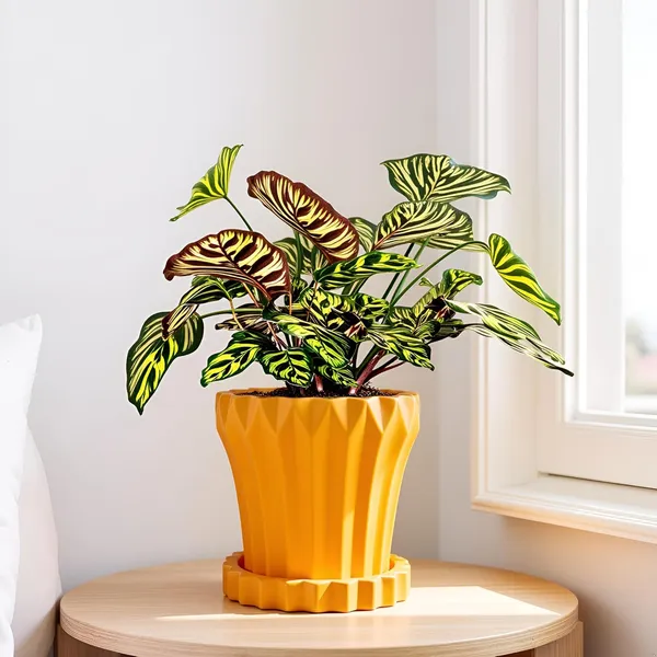 Flory_Lily_With_Tray_Celty_Lily_Ceramic_Pots_For_Indoor_Plants,Planters,Flower,Gamla,Outdoor,Balcony,Home,Garden,Decor(Pot-H-14_X_D-15_Cm,Plate-H-2.5Xd-14.5Cm)
