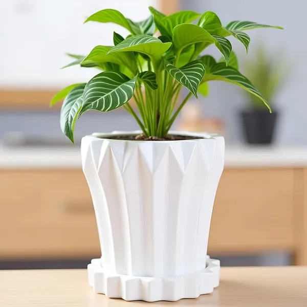 Flory_White_With_Tray_Celty_White_Ceramic_Pots_For_Indoor_Plants,Planters,Flower,Gamla,Outdoor,Balcony,Home,Garden,Decor(Pot-H-14_X_D-15_Cm,Plate-H-2.5Xd-14.5Cm)