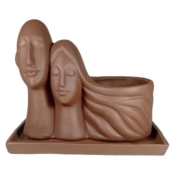 Couple_Truffle_With_Plate_Rec003_Truffle_Ceramic_Pots_For_Indoor_Plants,Planters,Flower,Gamla,Outdoor(Pot-L-16_X_W-10_X_H-14.5Cm,Plate-L-21Xw-15Xh-1.7Cm)