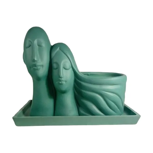 Couple_Deep_Jungle_With_Plate_Rec003_Deep_Jungle_Ceramic_Pots_For_Indoor_Plants,Planters,Flower,Gamla,Outdoor(Pot-L-16_X_W-10_X_H-14.5Cm,Plate-L-21Xw-15Xh-1.7Cm)