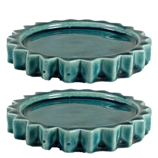 Celty_Tray_Blue_0_Set_Of_2_|_Round_Ceramic_(Plates/Saucers)_For_Pots,_Planters,_Flowers,_Succulents_|_Decorative_Garden_Accessories_|_(H_-_2.5_X_D_-_14.5_Cm)