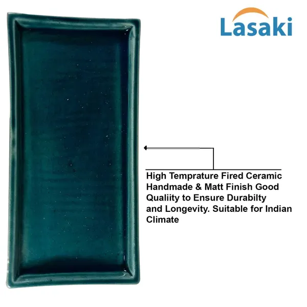 Slato_Tray_Blue_0_Set_Of_2_|_Rectangle_Ceramic(Plates/Saucers)_For_Pots,Planters,Flowers,Succulents|Decorative_Garden_Accessories|(L_-_23.5_X_W_-_11.5_X_H_-_2.5_Cm)