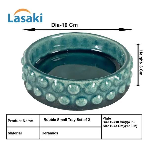 Bubble_Small_Tray_Blue_0_Set_Of_2_|_Round_Ceramic_(Plates/Saucers)_For_Pots,_Planters,_Flowers,_Succulents_|_Decorative_Garden_Accessories_|_(H_-_3_X_D_-_10.5_Cm)