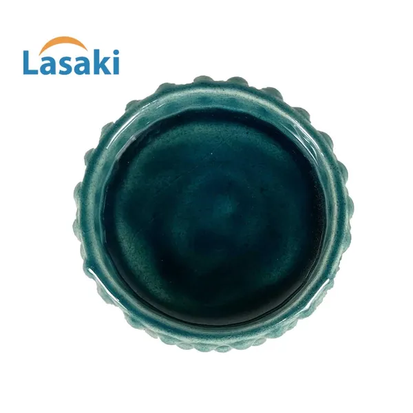 Bubble_Small_Tray_Blue_0_Set_Of_2_|_Round_Ceramic_(Plates/Saucers)_For_Pots,_Planters,_Flowers,_Succulents_|_Decorative_Garden_Accessories_|_(H_-_3_X_D_-_10.5_Cm)