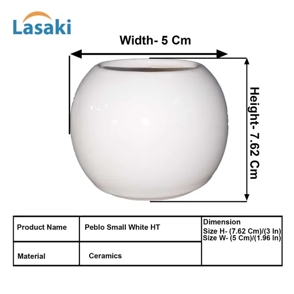 Peblo_Small_White_Ht_Ceramic_Pots_For_Indoor_Plants,_Planters,Gamla,Outdoor,Balcony,Home,Round,Garden,_Office_Decor,Succulent(H_-_7_X_D_-_9_Cm)