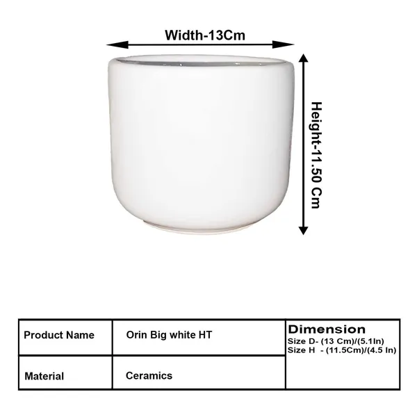 Orin_5D_White_Ht_Ceramic_Pots_For_Indoor_Plants,_Planters,Gamla,Outdoor,Balcony,Home,Round,Garden,_Office_Decor,Succulent(H_-_11.5_X_D_-_13_Cm)