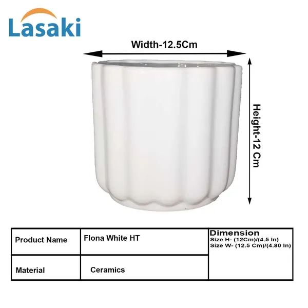 Flona_White_Ht_Ceramic_Pots_For_Indoor_Plants,_Planters,Gamla,Outdoor,Balcony,Home,Round,Garden,_Office_Decor,Succulent(H_-_11.5_X_D_-_12.5_Cm)