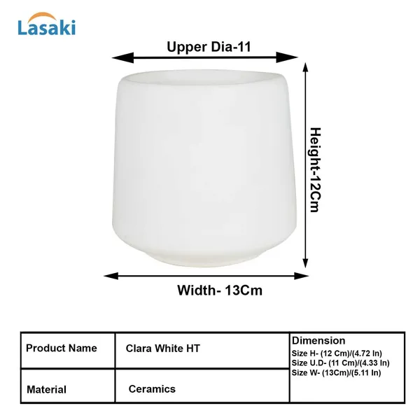 Clara_White_Ht_Ceramic_Pots_For_Indoor_Plants,_Planters,Gamla,Outdoor,Balcony,Home,Round,Garden,_Office_Decor,Succulent(H_-_12.5_X_D_-_12.5_Cm)