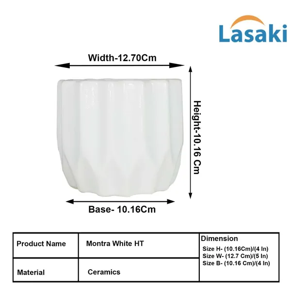 Montra_White_Ht_Ceramic_Pots_For_Indoor_Plants,_Planters,Gamla,Outdoor,Balcony,Home,Round,Garden,_Office_Decor,Succulent(H_-_10.5_X_D_-_12.5_Cm)