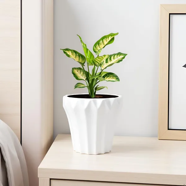 Flory_White_Ht_Ceramic_Pots_For_Indoor_Plants,_Planters,Gamla,Outdoor,Balcony,Home,Round,Garden,_Office_Decor,Succulent(H_-_14_X_D_-_15_Cm)
