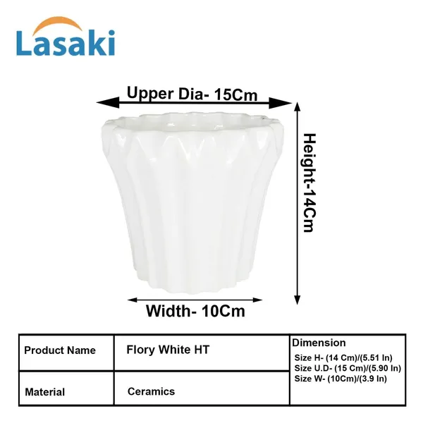 Flory_White_Ht_Ceramic_Pots_For_Indoor_Plants,_Planters,Gamla,Outdoor,Balcony,Home,Round,Garden,_Office_Decor,Succulent(H_-_14_X_D_-_15_Cm)