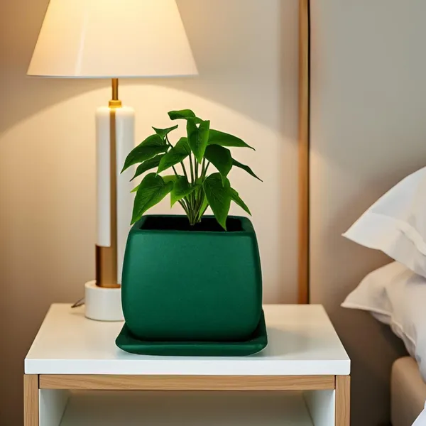 Nebi_Deep_Jungle_With_Plate_Deep_Jungle_Ceramic_Pots_For_Indoor_Plants,Planters,Flower,Gamla,Outdoor(Pot-D-9.5_X_H-8.5Cm,Plate-L-10_Xh-1.5_Cm)