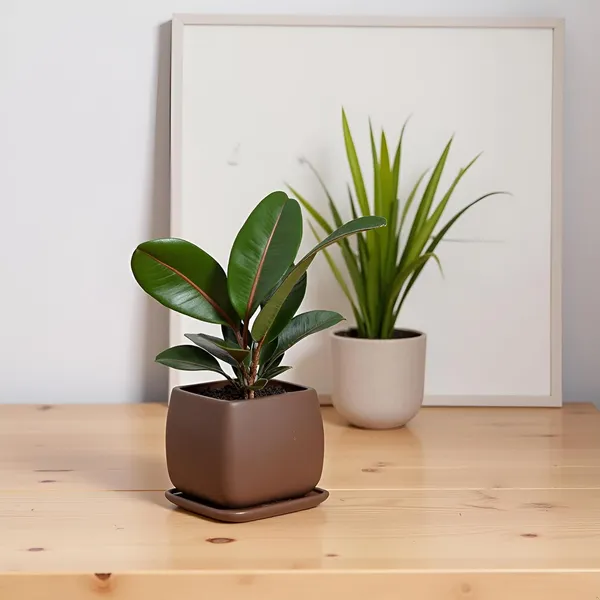 Nebi_Truffle_With_Plate_Truffle_Ceramic_Pots_For_Indoor_Plants,Planters,Flower,Gamla,Outdoor(Pot-D-9.5_X_H-8.5Cm,Plate-L-10_Xh-1.5_Cm)