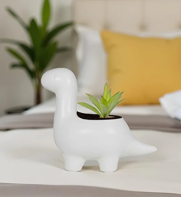 Dino_White_Ceramic_Pots_For_Indoor_Plants,_Planters,Gamla,Outdoor,Balcony,Home,Round,Garden,_Office_Decor,Succulent(L_-_14.5_X_W_-_7_X_H_-_12.5_Cm)