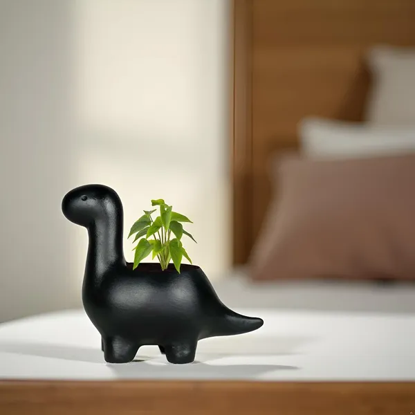 Dino_Black_Ceramic_Pots_For_Indoor_Plants,_Planters,Gamla,Outdoor,Balcony,Home,Round,Garden,_Office_Decor,Succulent(L_-_14.5_X_W_-_7_X_H_-_12.5_Cm)