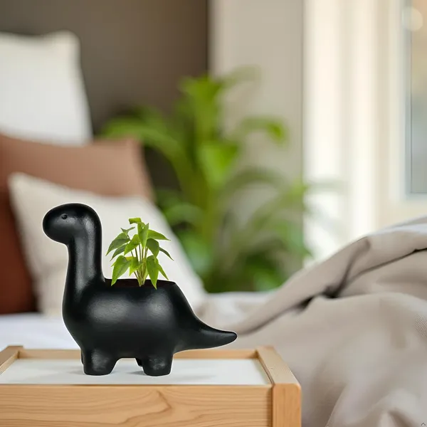 Dino_Black_Ceramic_Pots_For_Indoor_Plants,_Planters,Gamla,Outdoor,Balcony,Home,Round,Garden,_Office_Decor,Succulent(L_-_14.5_X_W_-_7_X_H_-_12.5_Cm)