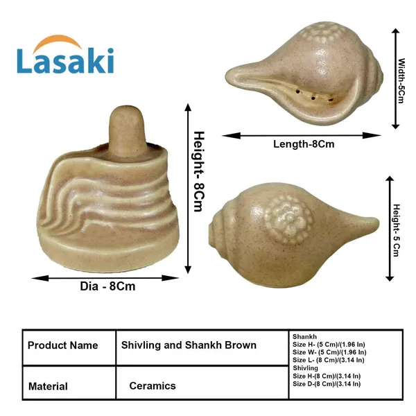 Shivling_And_Shankh_Brown__Ceramic_Figurine_Showpiece_Artifact_Abstract_Animal_Statue_For_Indoor,_Home,_Office_Decor,(Shivling-L-_8_X_W_-_6.5_X_H_-_8_Cm/Shankh-L-8_X_W_-_5_X_H_-_5_Cm)