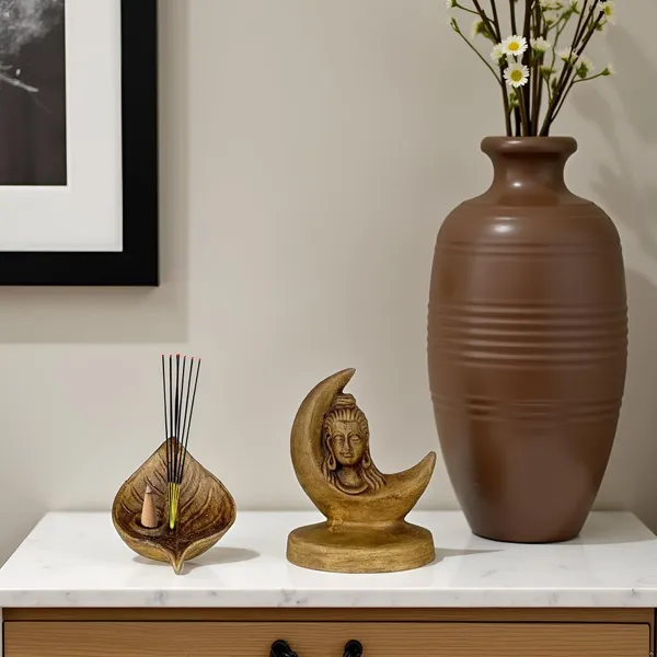 Cosmic_Leaf_And_Divya_Shankara_Antique_Ceramic_Figurine_Showpiece_Artifact_Abstract_Animal_Statue_For_Indoor,Home,Office_Decor,(Cosmic_Leaf-L-9.5Xw-7Xh-5Cm/Divya_Shankara-L-8Xw-6Xh-10.5Cm)