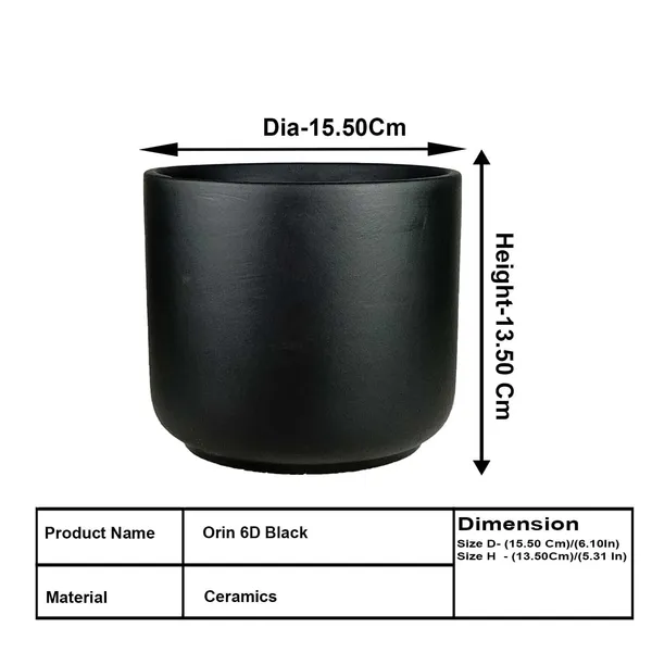 Orin_6D_Black_Ceramic_Pots_For_Indoor_Plants,_Planters,Gamla,Outdoor,Balcony,Home,Round,Garden,_Office_Decor,Succulent(H_-_13.5_X_D_-_15.5_Cm)