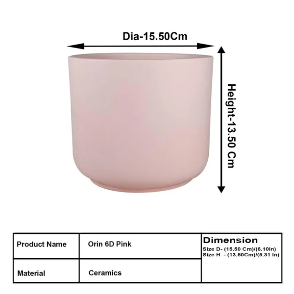 Orin_6D_Pink_Ceramic_Pots_For_Indoor_Plants,_Planters,Gamla,Outdoor,Balcony,Home,Round,Garden,_Office_Decor,Succulent(H_-_13.5_X_D_-_15.5_Cm)