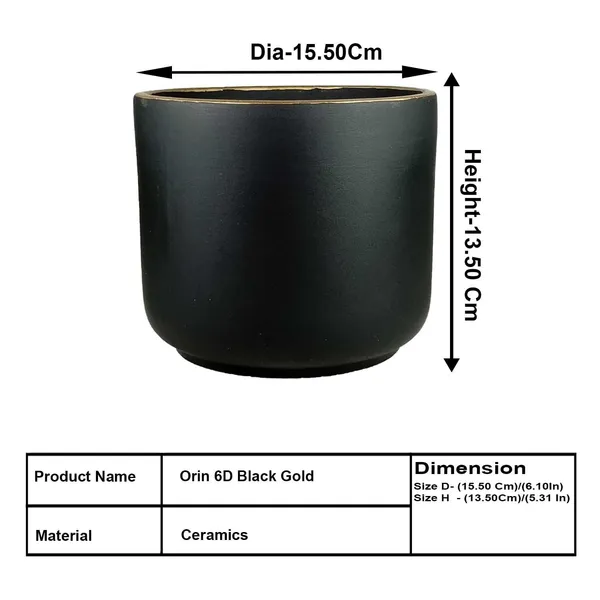 Orin_6D_Black_Gold_Ceramic_Pots_For_Indoor_Plants,_Planters,Gamla,Outdoor,Balcony,Home,Round,Garden,_Office_Decor,Succulent(H_-_13.5_X_D_-_15.5_Cm)