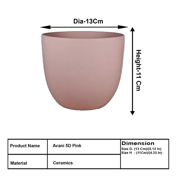 Avani_5D_Pink_Ceramic_Pots_For_Indoor_Plants,_Planters,Gamla,Outdoor,Balcony,Home,Round,Garden,_Office_Decor,Succulent(H_-_11_X_D_-_13_Cm)