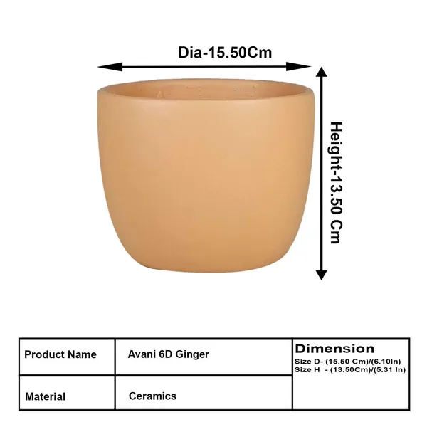 Avani_6D_Ginger_Ceramic_Pots_For_Indoor_Plants,_Planters,Gamla,Outdoor,Balcony,Home,Round,Garden,_Office_Decor,Succulent(H_-_13_X_D_-_15.5_Cm)