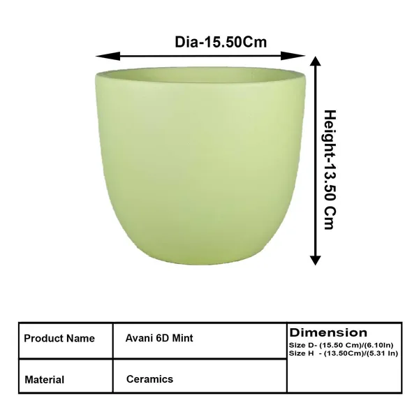 Avani_6D_Mint_Ceramic_Pots_For_Indoor_Plants,_Planters,Gamla,Outdoor,Balcony,Home,Round,Garden,_Office_Decor,Succulent(H_-_13_X_D_-_15.5_Cm)