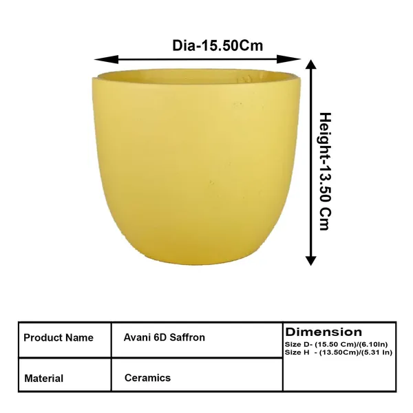 Avani_6D_Saffron_Ceramic_Pots_For_Indoor_Plants,_Planters,Gamla,Outdoor,Balcony,Home,Round,Garden,_Office_Decor,Succulent(H_-_13_X_D_-_15.5_Cm)