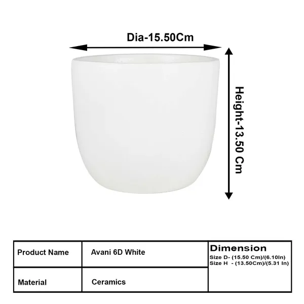 Avani_6D_White_Ceramic_Pots_For_Indoor_Plants,_Planters,Gamla,Outdoor,Balcony,Home,Round,Garden,_Office_Decor,Succulent(H_-_13_X_D_-_15.5_Cm)