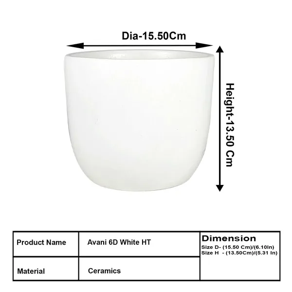 Avani_6D_White_Ht_Ceramic_Pots_For_Indoor_Plants,_Planters,Gamla,Outdoor,Balcony,Home,Round,Garden,_Office_Decor,Succulent(H_-_13_X_D_-_15.5_Cm)