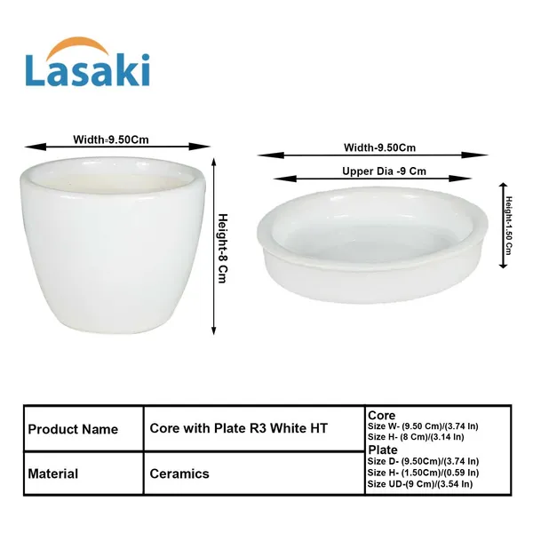 Core_With_Plate_White_Ht_Ceramic_Pots_For_Indoor_Plants,Planters,Flower,Gamla,Outdoor(Pot-D-9.5_X_H-8.5Cm,Plate-D-9.5_Xh-1.5_Cm)