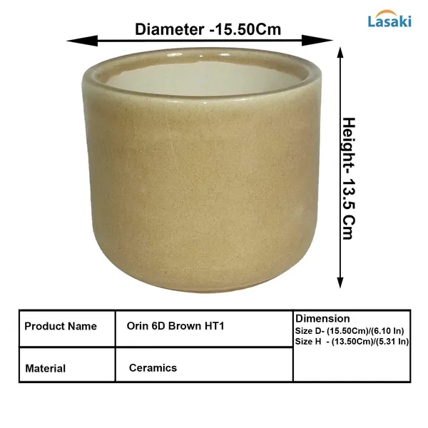 Orin_6D_Brown__Ceramic_Pots_For_Indoor_Plants,_Planters,Gamla,Outdoor,Balcony,Home,Round,Garden,_Office_Decor,Succulent(H_-_13.5_X_D_-_15.5_Cm)