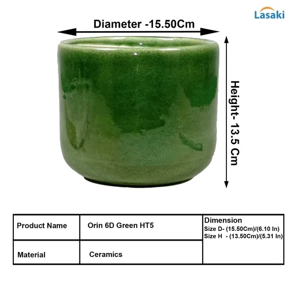 Orin_6D_Green_Ht5_Ceramic_Pots_For_Indoor_Plants,_Planters,Gamla,Outdoor,Balcony,Home,Round,Garden,_Office_Decor,Succulent(H_-_13.5_X_D_-_15.5_Cm)