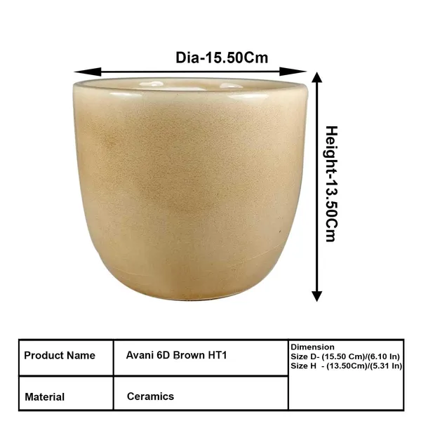 Avani_6D_Brown__Ceramic_Pots_For_Indoor_Plants,_Planters,Gamla,Outdoor,Balcony,Home,Round,Garden,_Office_Decor,Succulent(H_-_13_X_D_-_15.5_Cm)