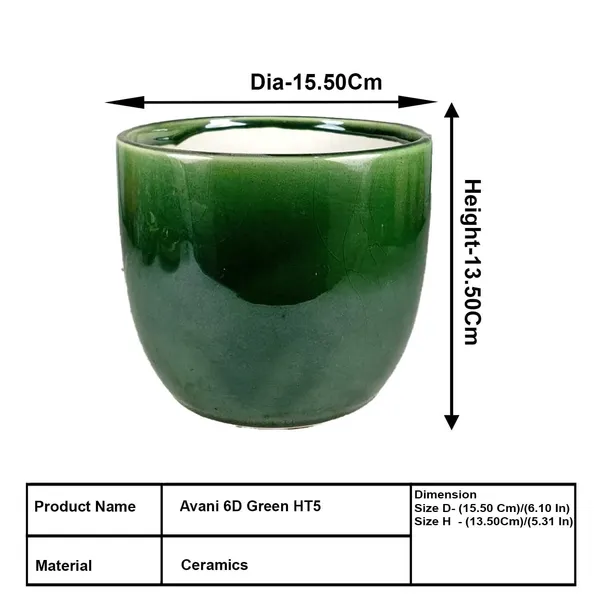 Avani_6D_Green_Ht5_Ceramic_Pots_For_Indoor_Plants,_Planters,Gamla,Outdoor,Balcony,Home,Round,Garden,_Office_Decor,Succulent(H_-_13_X_D_-_15.5_Cm)