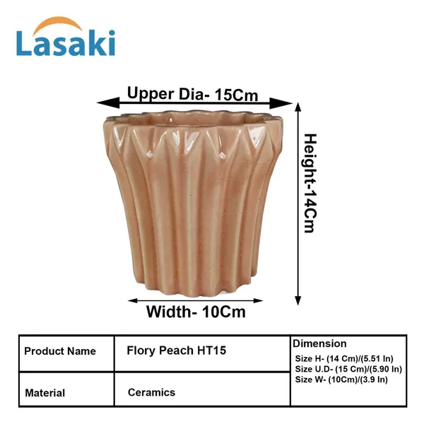 Flory_Peach_5_Ceramic_Pots_For_Indoor_Plants,_Planters,Gamla,Outdoor,Balcony,Home,Round,Garden,_Office_Decor,Succulent(H_-_14_X_D_-_15_Cm)