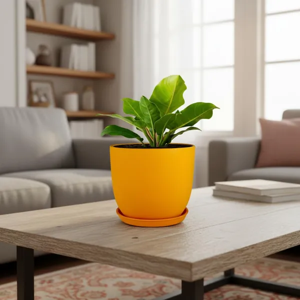 Avani_5D_Lily_With_Plate_R4_Lily_Ceramic_Pots_For_Indoor_Plants,Planters,Flower,Gamla,Outdoor(Pot-D-13_X_H-11Cm,Plate-D-13_Xh-2_Cm)