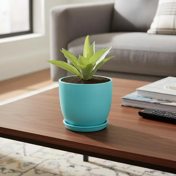 Avani_6D_Aqua_With_Plate_R4_Aqua_Ceramic_Pots_For_Indoor_Plants,Planters,Flower,Gamla,Outdoor(Pot-D-15.5_X_H-13Cm,Plate-D-13_Xh-2_Cm)