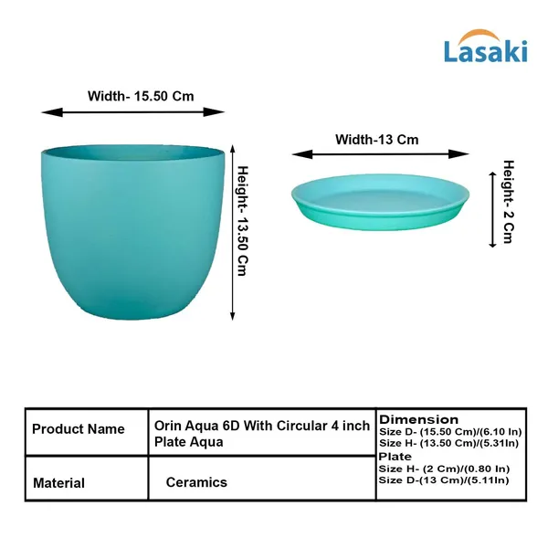Avani_6D_Aqua_With_Plate_R4_Aqua_Ceramic_Pots_For_Indoor_Plants,Planters,Flower,Gamla,Outdoor(Pot-D-15.5_X_H-13Cm,Plate-D-13_Xh-2_Cm)