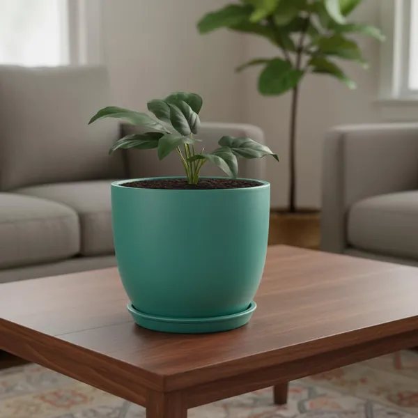 Avani_6D_Deep_Jungle_With_Plate_R4_Deep_Jungle_Ceramic_Pots_For_Indoor_Plants,Planters,Flower,Gamla,Outdoor(Pot-D-15.5_X_H-13Cm,Plate-D-13_Xh-2_Cm)