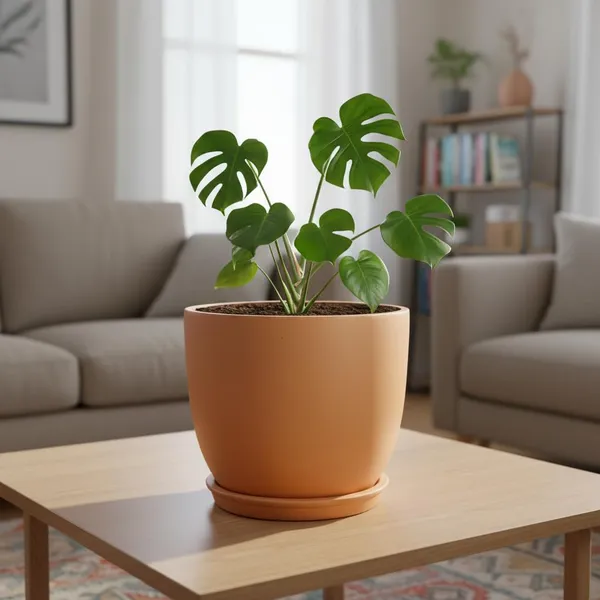 Avani_6D_Ginger_With_Plate_R4_Ginger_Ceramic_Pots_For_Indoor_Plants,Planters,Flower,Gamla,Outdoor(Pot-D-15.5_X_H-13Cm,Plate-D-13_Xh-2_Cm)