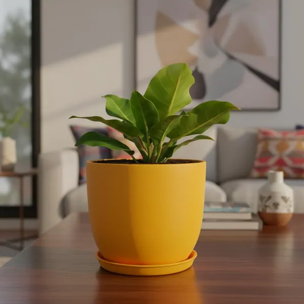 Avani_6D_Lily_With_Plate_R4_Lily_Ceramic_Pots_For_Indoor_Plants,Planters,Flower,Gamla,Outdoor(Pot-D-15.5_X_H-13Cm,Plate-D-13_Xh-2_Cm)
