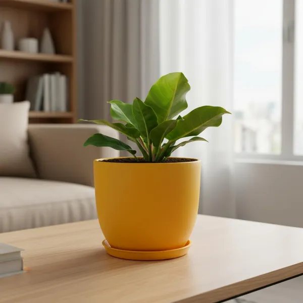 Avani_6D_Lily_With_Plate_R4_Lily_Ceramic_Pots_For_Indoor_Plants,Planters,Flower,Gamla,Outdoor(Pot-D-15.5_X_H-13Cm,Plate-D-13_Xh-2_Cm)