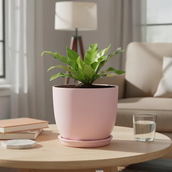 Avani_6D_Pink_With_Plate_R4_Pink_Ceramic_Pots_For_Indoor_Plants,Planters,Flower,Gamla,Outdoor(Pot-D-15.5_X_H-13Cm,Plate-D-13_Xh-2_Cm)