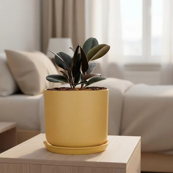 Orin_6D_Ginger_With_Plate_R5_Ginger_Ceramic_Pots_For_Indoor_Plants,Planters,Flower,Gamla,Outdoor(Pot-D-15.5_X_H-13.5Cm,Plate-D-15_Xh-2_Cm)