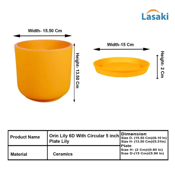 Orin_6D_Lily_With_Plate_R5_Lily_Ceramic_Pots_For_Indoor_Plants,Planters,Flower,Gamla,Outdoor(Pot-D-15.5_X_H-13.5Cm,Plate-D-15_Xh-2_Cm)