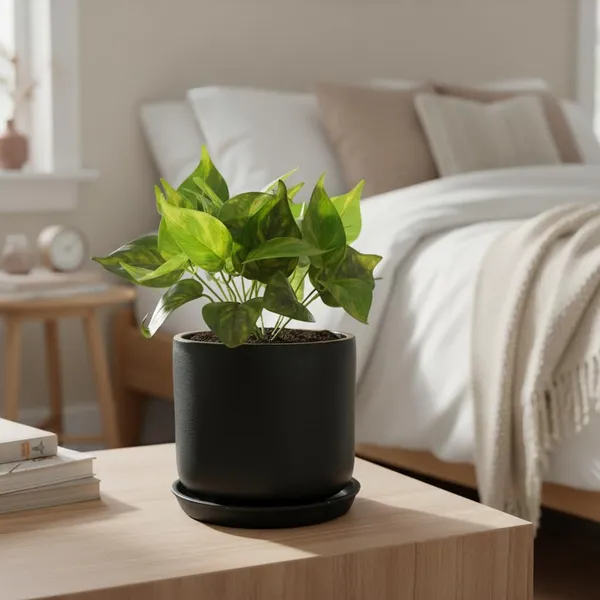 Orin_6D_Black_Gold_With_Plate_R5_Black_Ceramic_Pots_For_Indoor_Plants,Planters,Flower,Gamla,Outdoor(Pot-D-15.5_X_H-13.5Cm,Plate-D-15_Xh-2_Cm)